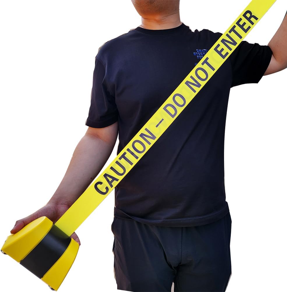 Magnetic Wall Mount Queue Barrier Belt, Retractable Barrier, with ABS plastic housing, 5/10 m arning Belt People Guidance System, ‘CAUTION - DO NOT ENTER’ printed on both sides. (5M)