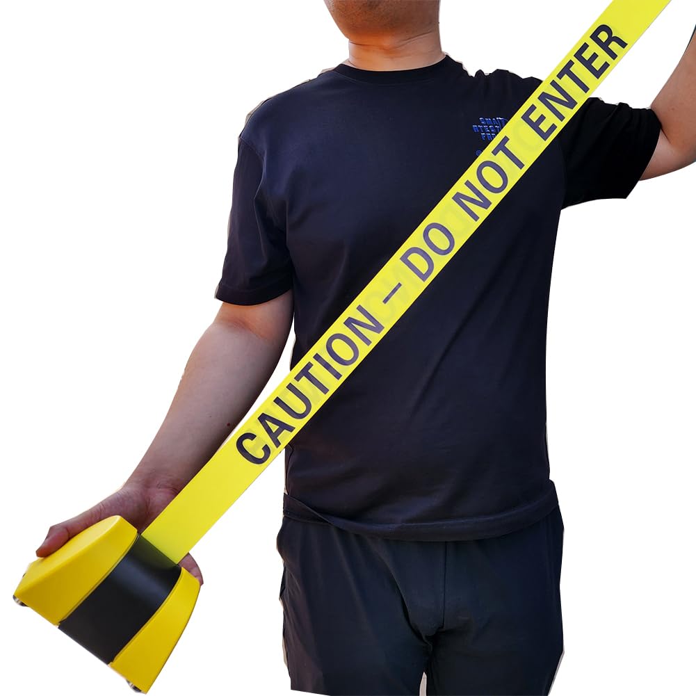 Magnetic Wall Mount Queue Barrier Belt, Retractable Barrier, with ABS plastic housing, 5/10 m arning Belt People Guidance System, ‘CAUTION - DO NOT ENTER’ printed on both sides. (5M)