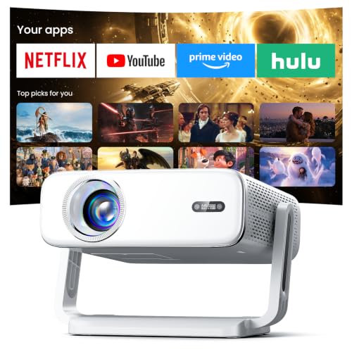 [Compatible with Netflix/4K Decoding] Smart Outdoor Projector with WiFi and Bluetooth, Built-in Streaming Apps, Auto-Focus & Keystone Correction, Portable Projector for for Bedroom/Ceiling/Camping - image 1