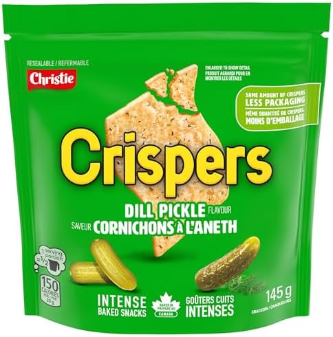 Crispers, Dill Pickle Flavour, Salty Snacks,145 g