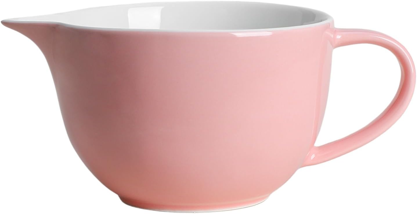 Gaolinci Simple Solid Color Kitchen Ceramic Mixing Bowl, 1 Quart Large Bowl, with Pouring Spout and Handle