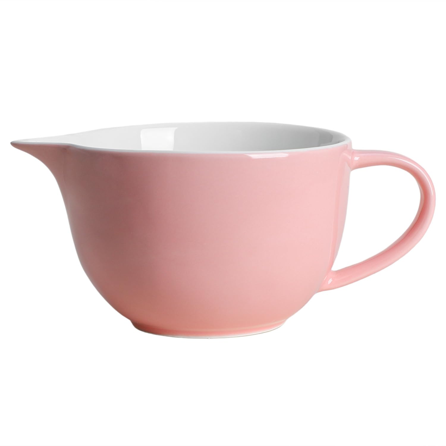 Gaolinci Simple Solid Color Kitchen Ceramic Mixing Bowl, 1 Quart Large Bowl, with Pouring Spout and Handle