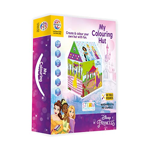 Ratna’s My Colouring Hut Disney Marvel Play Tent (36 x 29 x 40 cm) DIY Kit Washable & Re-usable for Kids 3+ Years (Princess)