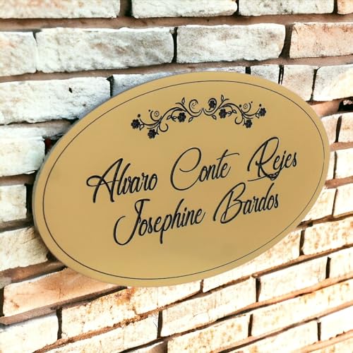 Targhetta Fuoriporta Ovale Personalizzata 15x9 cm | Incisione Laser su ABS Effetto Ottone Spazzolato | Targa per B&B con CIN, Studio Medico, Ufficio e Casa | Fissaggio Adesivo Fornito