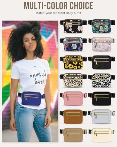 Image of Fanny Packs for Women 4 Zip Pocket Crossbody Belt Bag Waist Bags | Waterproof, Fashion Waist Pack, Crossbody Bags for Women, with Adjustable Strap, for Workout,Running,Traveling(Blue,M)