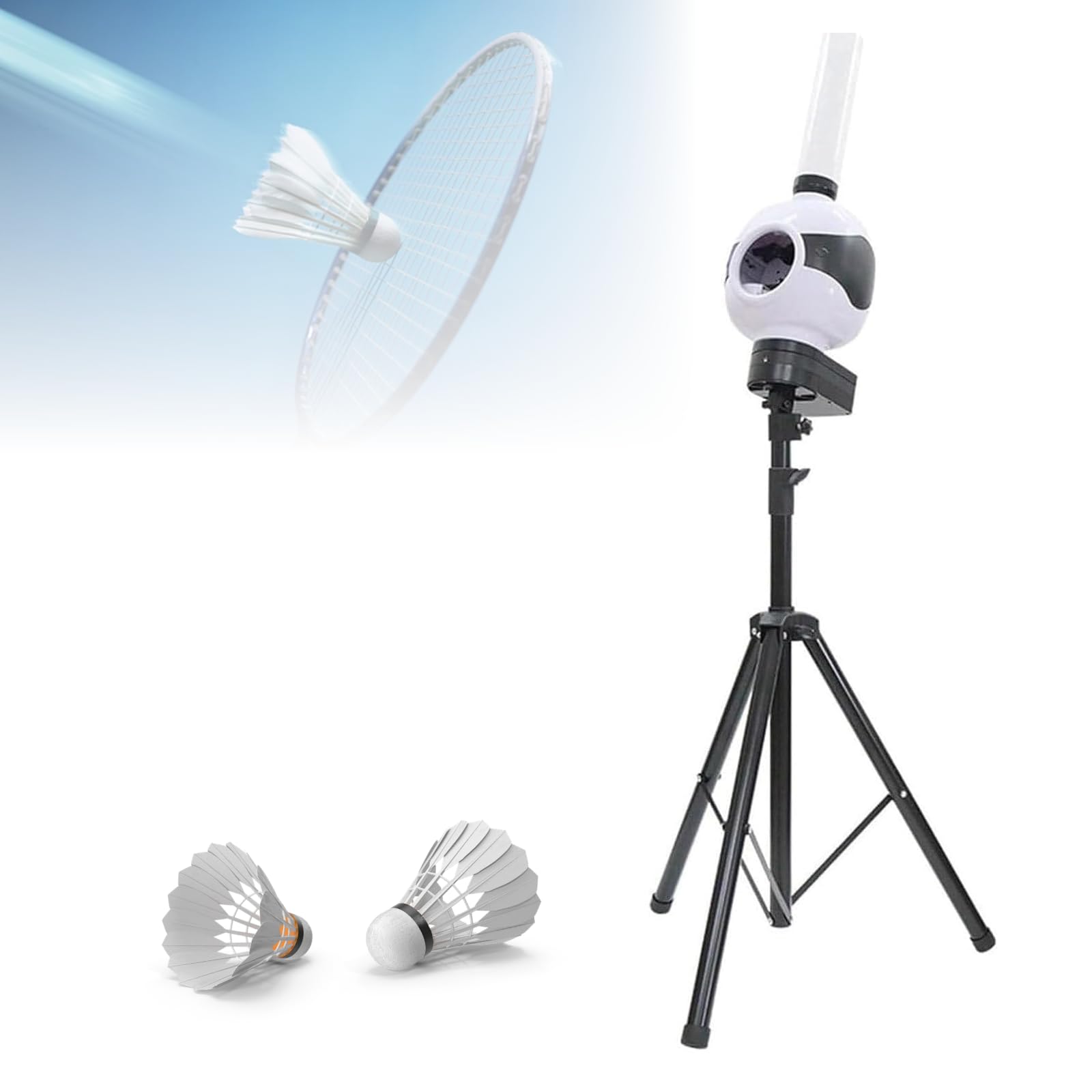 ZHENYUWANG Badminton serving machine, badminton training machine, portable badminton serving device, height adjustable, suitable for indoor and outdoor training and competition
