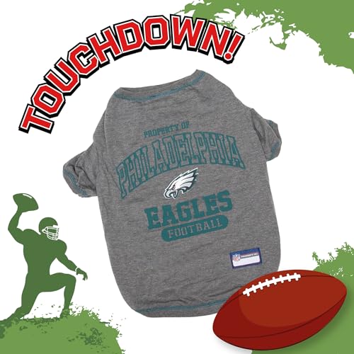 Image of NFL Philadelphia Eagles Dog T-shirt Large. - Licensed Shirt for Pets Team Colored with Team Logos- Premium Stretchable Materials for the comfort of your Dog & Cat