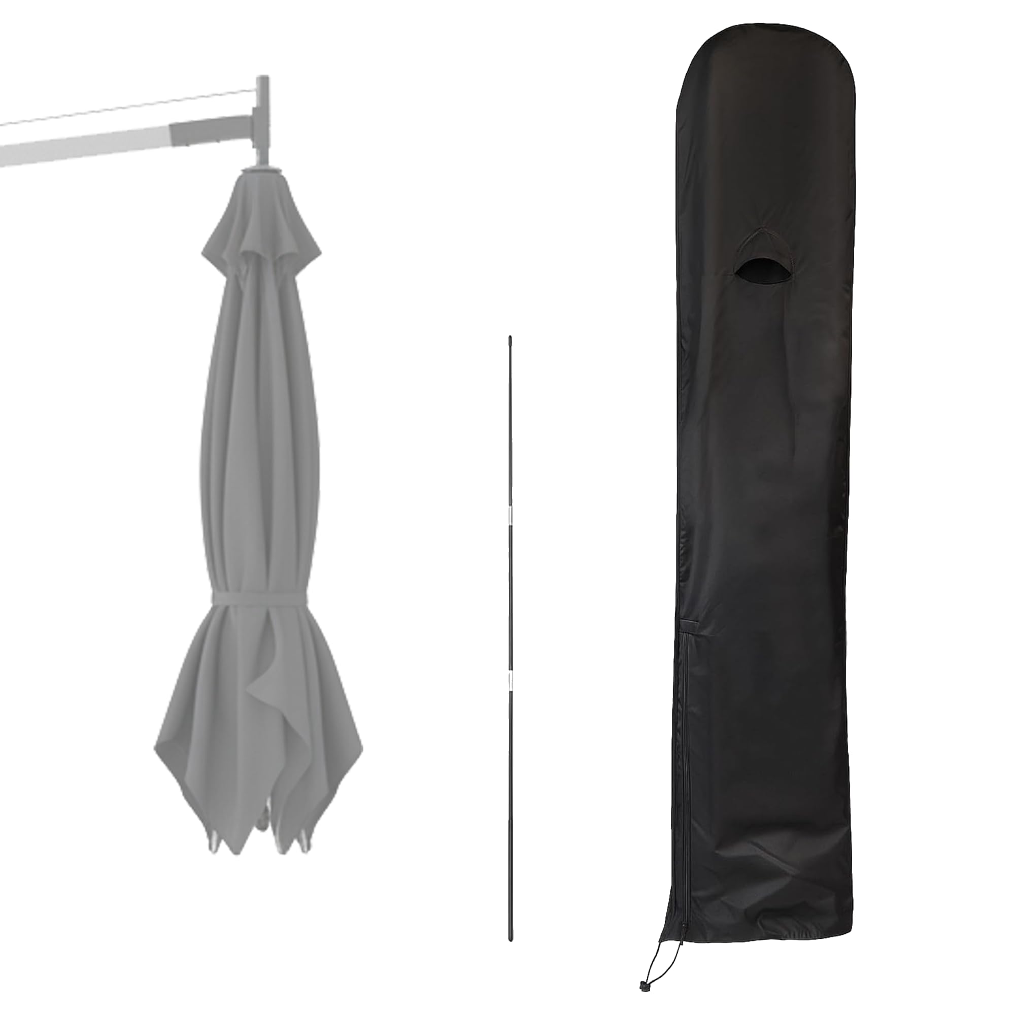 Housse parasol déporté avec tige pour modèles carrés et ronds 3x3m 3x4m 350cm gris foncé