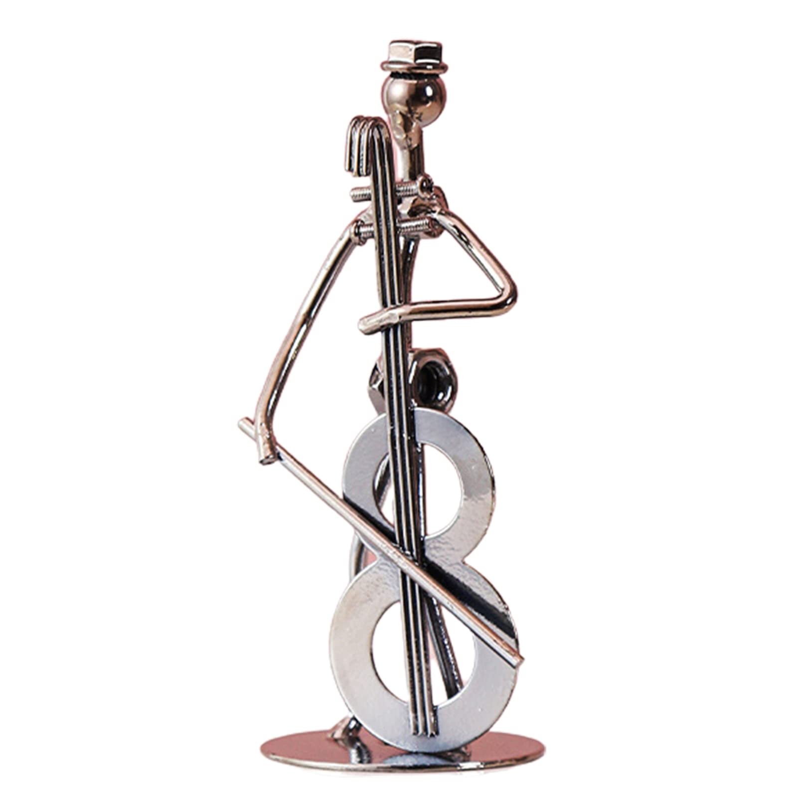 Luojuny Musician Creative Music Band Crafts, Decorative Ornament Collectible Figurine, Cello Player, Iron Statue/Figurine for Home Desk Decor, Birthday Gift, Red