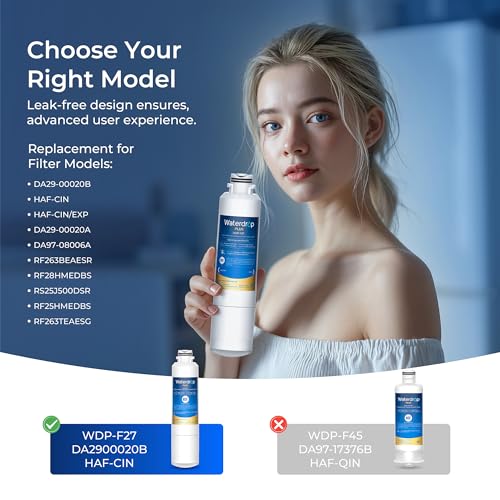 Waterdrop Plus DA29-00020B NSF 401&53&42 Certified Refrigerator Water Filter, Replacement for Samsung® Water Filter HAF-CIN/EXP, HAF-CIN, FMS-2, RF28HMEDBSR, RF263BEAESR, 3 Filters (Package May Vary)