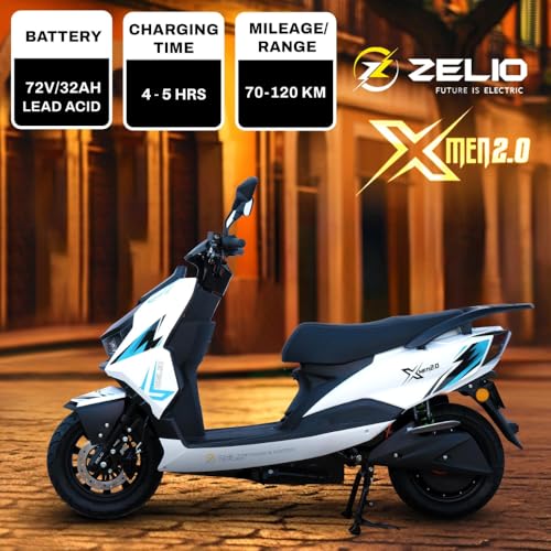 Image of ZELIO Xmen 2.0 Electric Scooter | 72V /32AH Battery, 70-120 KM Range, 4-5 Hrs Charge, Powerful Suspension, Anti-Theft Alarm, USB Port