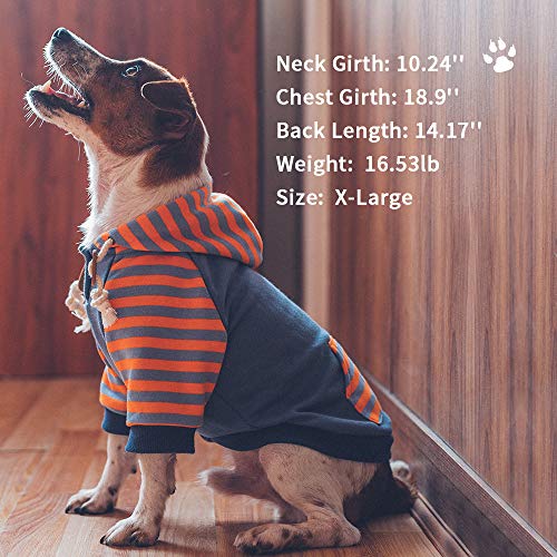 Pet Clothes Dog Hoodie Soft & Warm Cotton Sweatshirt Dog Hooded Shirts for Small and Medium Dogs X-Large, Sapphire Blue - Image 4