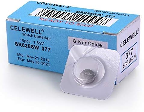 ใ5-Year Warrantyใ CELEWELL 10 Pack SR626SW 377 AG4 LR626 Watch Battery 1.55V 20% Silver Oxide Button Cell for Calculator Toy Children Book