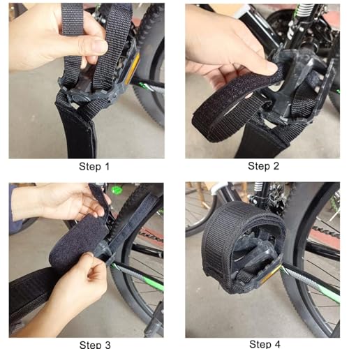 2-Pack Bike Pedal Straps With Clamp Lock - Universal Toe Clips For Exercise & Kids Bikes