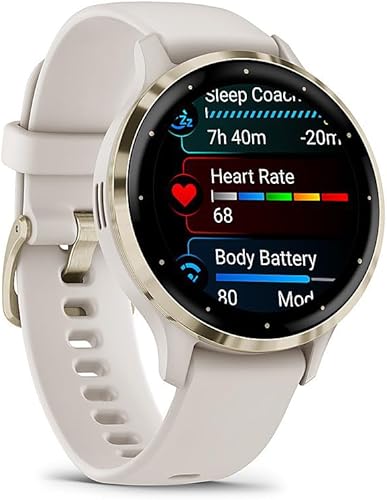 Miniatura 3 de Garmin 010-02785-03 Venu 3S Health Fitness GPS Smartwatch Bisel de acero dorado con caja rosa polvo 1.614 in paquete con 2 años CPS Paquete de
