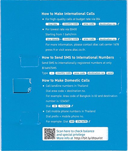 Prepaid Sim card Thailand DTAC Happy Tourist - Calls & Texts - 2.5GB Data in 4G - 8 Days