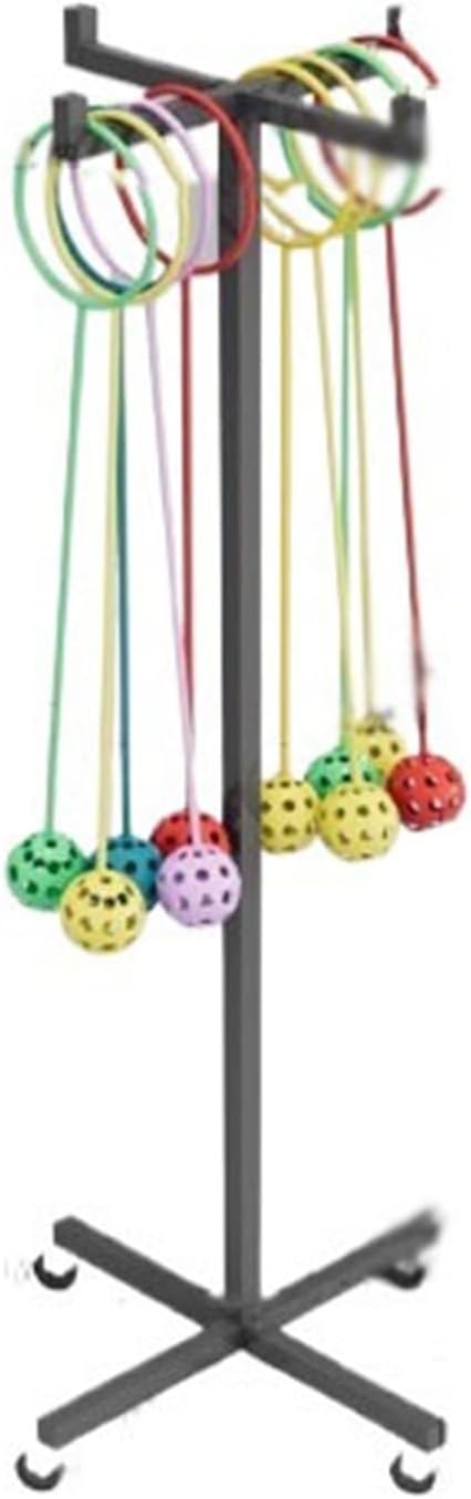 Freestanding PVC Hoop Cart with Wheels, Black Heavy Duty Jump Hoop Rope Storage Display Rack, Space-Saving, for Home Gym Office