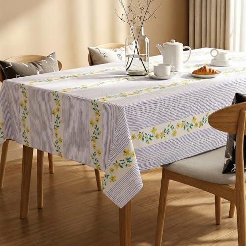 Image of Urban Space Table Cover for Dining 4 Seater, Water, Dust and Stain Resistant Dining Table Cloth for 4 Seater, Anti Skid Cover Cloth for Center Table, Home Decor (Vine Lines Blue- 52 inchx72 inch)