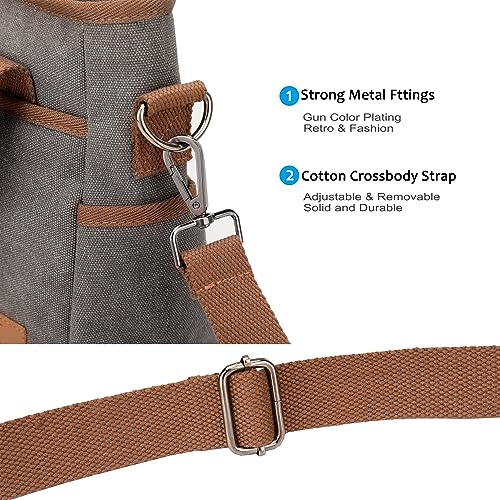 Image of Crossbody Bags for Women Trendy Small Canvas Hobo Tote Top-handle Handbag Multi-pocket Casual Going Out Purse Satchel