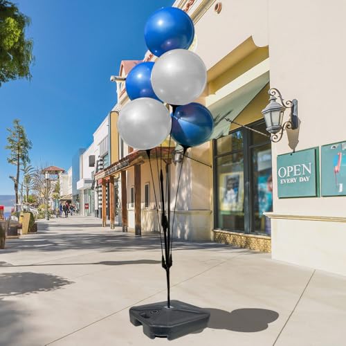 Image of Reusable Outdoor Balloon Clusters - Helium Free, All-Weather, Durable, Plastic Balloons for Advertising, Real Estate, Grand Openings & Events (Blue and White)