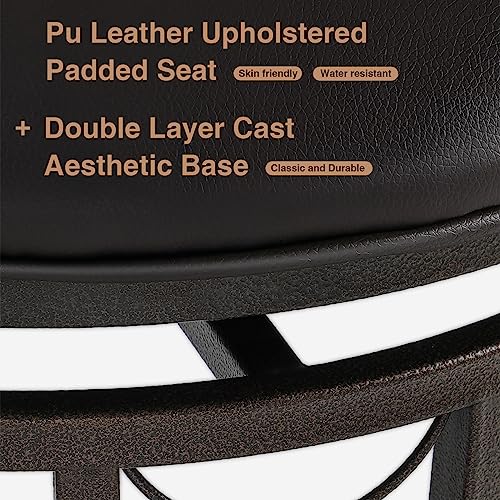 Katdans 24"-29" Bar Stools Set Of 2, Vintage Swivel Barstools With Back, Adjustable Seat Height Counter, Bar Height Kitchen Stools, Brown Faux Leather Padded, Antique Brass Metal Frame, Ks904P #TOP7