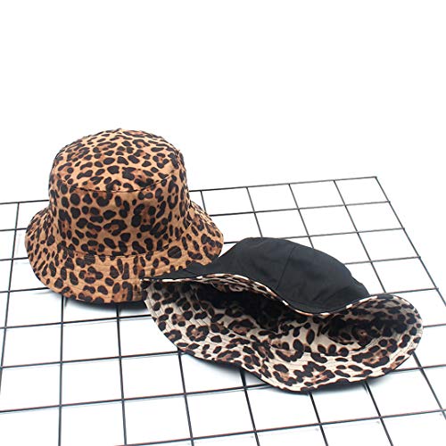 Leopard Print Bucket Hatlepord Print Bucket Hat Trendy Animal Pattern Fisherman Hats For Women Reversible Packable Cap (Brown) #TOP7