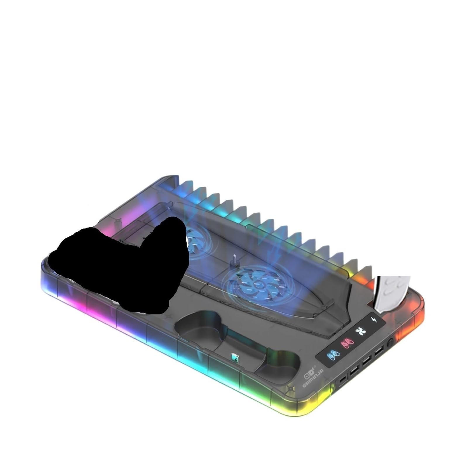 , Compatibile Con PS5, Con Supporto Di Ricarica For Maniglia For Rack Di Archiviazione For Dischi Di Gioco Con Effetto Luce A 7 Colori(Transparent Black)