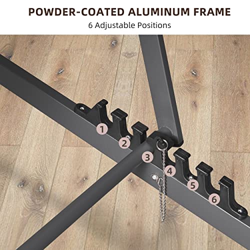 Efurden Outdoor Sling Chairs, Folding Chairs With Stools Portable Aluminum Beach Chairs Set Of 4, 6 Level Height Adjustable Lounge Chairs Reclining Deck Chairs, Beige #TOP4