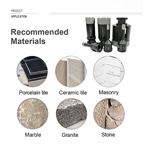 Shdiatool 6Pcs Diamond Core Drill Bits Set For Porcelain Tile Granite Marble Stone Brick Vacuum Brazed Hole Saws 06 08 10 25 35 51Mm #TOP2