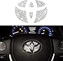 Jaronx Crystal Steering Wheel Bling Emblem Compatible with Toyota Camry Corolla RAV4 Highlander MARKX 2015-2020, Sparkly Emblem Overlay Diamond Decal Emblem Bling Accessories Compatible with Toyota