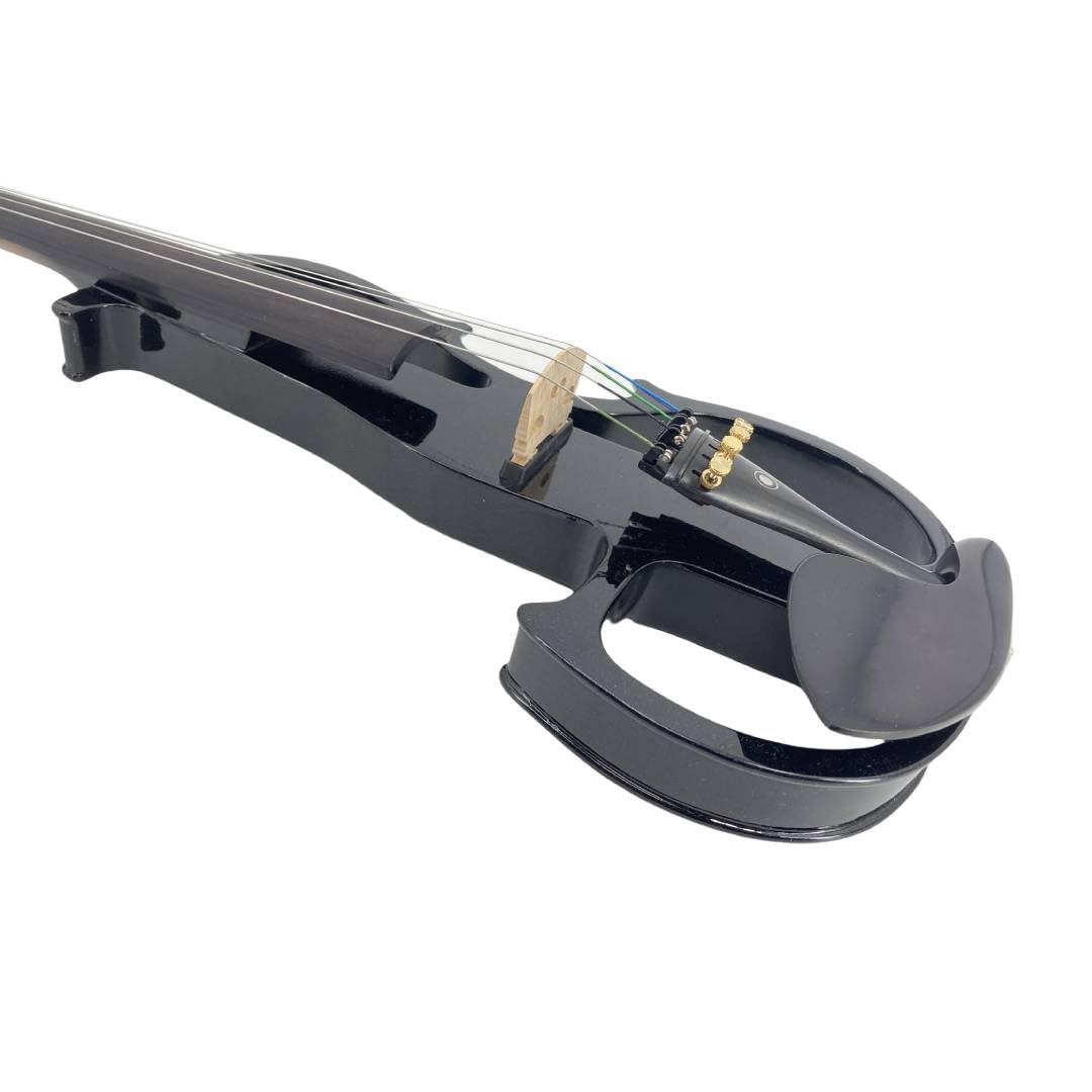 Violino elettrico a 5 corde, violino silenzioso 4/4, set completo con custodia da trasporto per studenti, principianti e adulti, stile EV8 (nero, 5 corde)