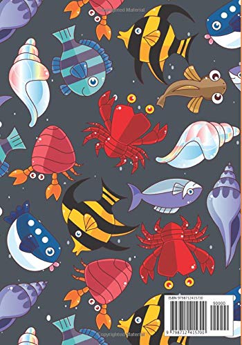 marine animal journal :: Ocean Notebook College with squid, manta ray, crabs, sketch , shells ( 7x10 inches ) and 171 lined pages - Image 2