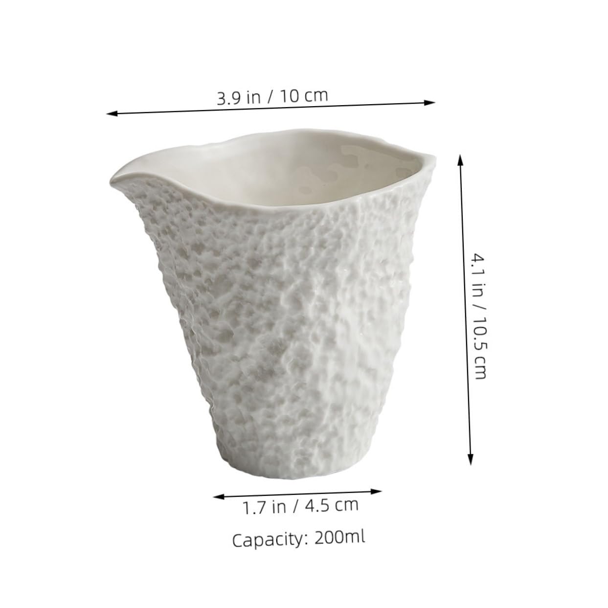 Ciieeo 200ml Milk Jug Spout Stone Saucer Cream Sauce Cup Ceramic Sauce Dispenser for Restaurant Easy to Use