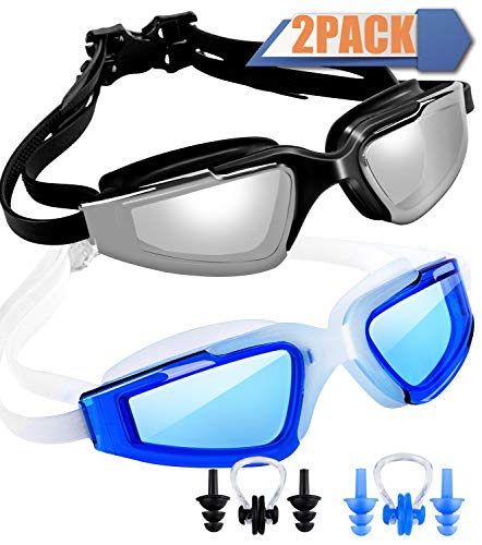SBORTI Swim Goggles Swimming Goggles, Pack of 2 No Leaking Anti Fog UV