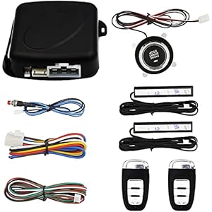 Car Keyless Entry Remote Starter PKE Push to Start Antitheft Alarm System 12V Car Keyless Go Push Button Engine Start/Stop with 2 Smart Key (Upgrade)