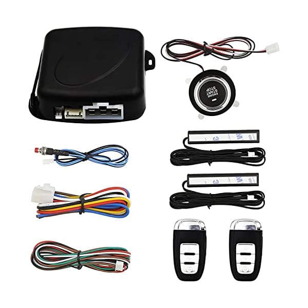 Car Keyless Entry Remote Starter PKE Push to Start Antitheft Alarm System 12V Car Keyless Go Push Button Engine Start/Stop with 2 Smart Key (Upgrade)