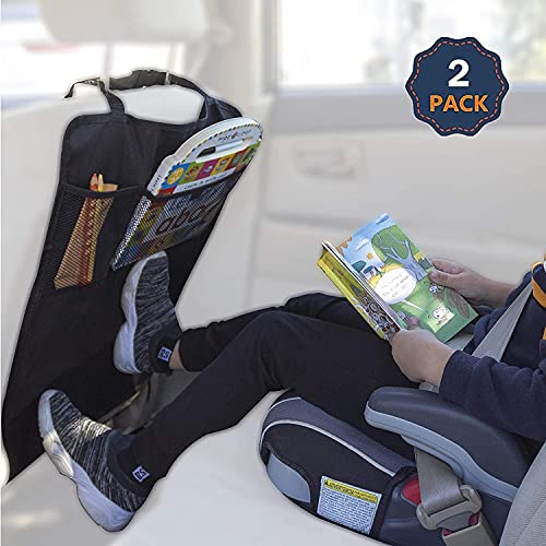 EcoNour Car Kick Mats Back Seat Protector (2 Pack) | Durable Car Seat Protector for Kids with Storage Pockets, Protection from Dirt, Mud and Scratches | Car Seat Protector for Vehicle Back Seat