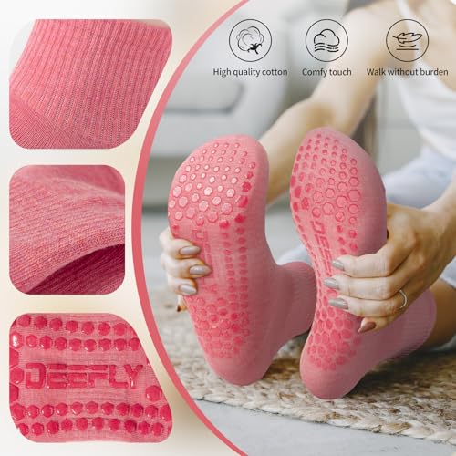 Image of deefly Women Yoga Socks,Non Slip Grip Pilates Socks Unthickened