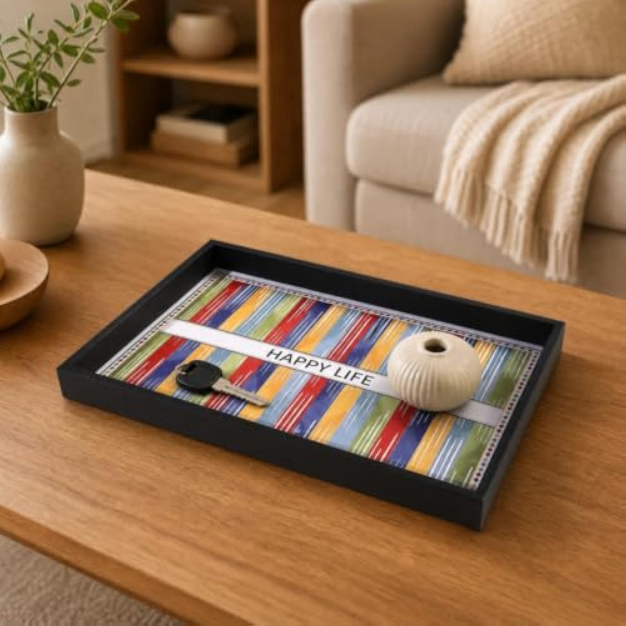 Versatile Rectangular Desktop Tray with Colorful Print