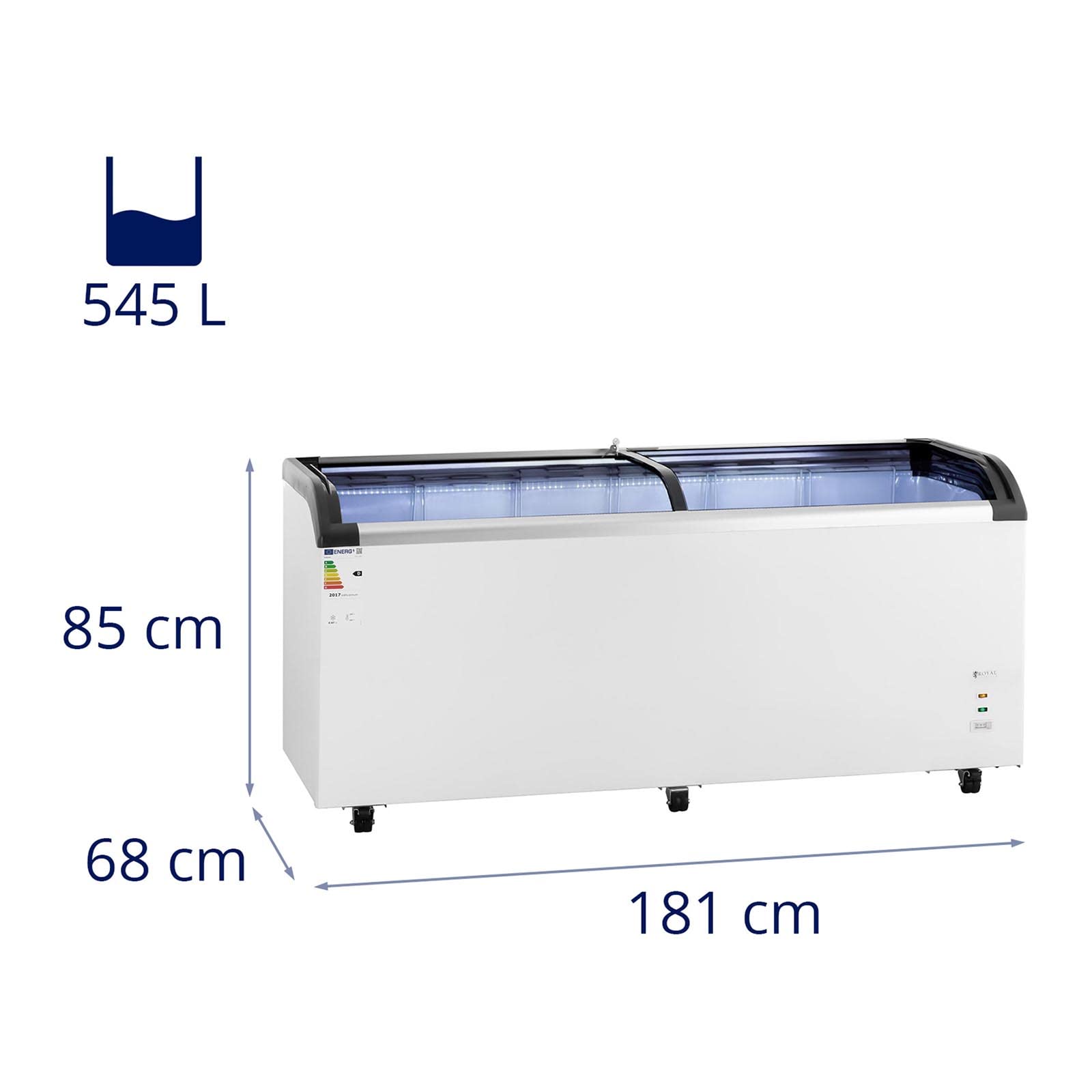 Royal Catering Arcón Congelador Cámara Profesional RCFZ-545G (Volumen: 545 L, Refrigerante: R290, Rango de temperatura: -22 - -15 °C)