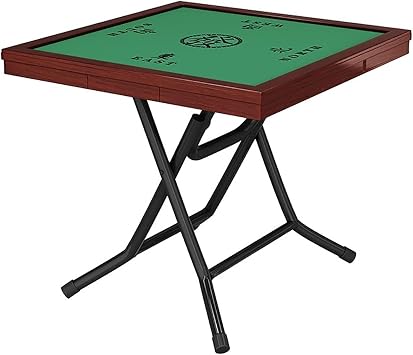 Mahjong Table Portable Folding Outdoor with Drawer Non-Slip Mat Space-Saving Design for Entertainment