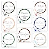 WAINIS 8Pcs Inspirational Gifts Bracelets for Women Natural Stone Crystal Healing Beaded Bracelets Adjustable Spiritual Protective Stones Beads Bracelets for Women Friends Sister