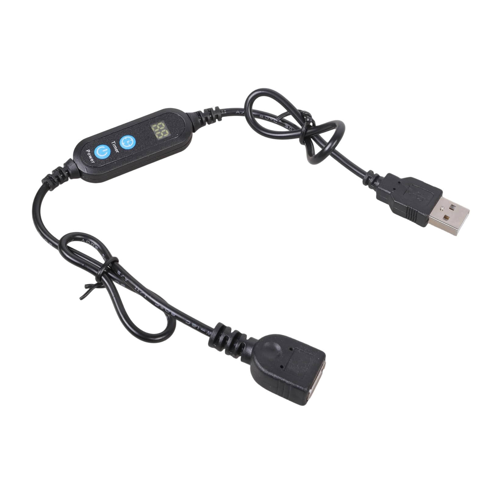 USB Timer Control Cable 1-12H Auto Shut-off 5V 2A LED Lamp Energy Efficient Designed Male to Female USB Timer for Aquarium Office Electronics