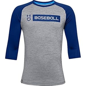 Under Armour Boys’ IL Utility 3/4 20 T-Shirt , Steel Full Heather (037)/Royal , Youth Large