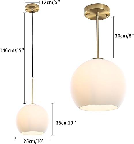 Miniatura 2 de Lámpara colgante moderna con forma de globo, lámpara de techo empotrada con globo de cristal de mediados de siglo, luces colgantes rústicas para