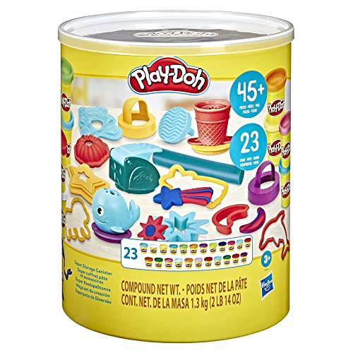 Play-Doh Super Caja de almacenamiento para niños de 3 años o más con 48 herramientas y 23 latas. Juguete de arte y artesanía para niños