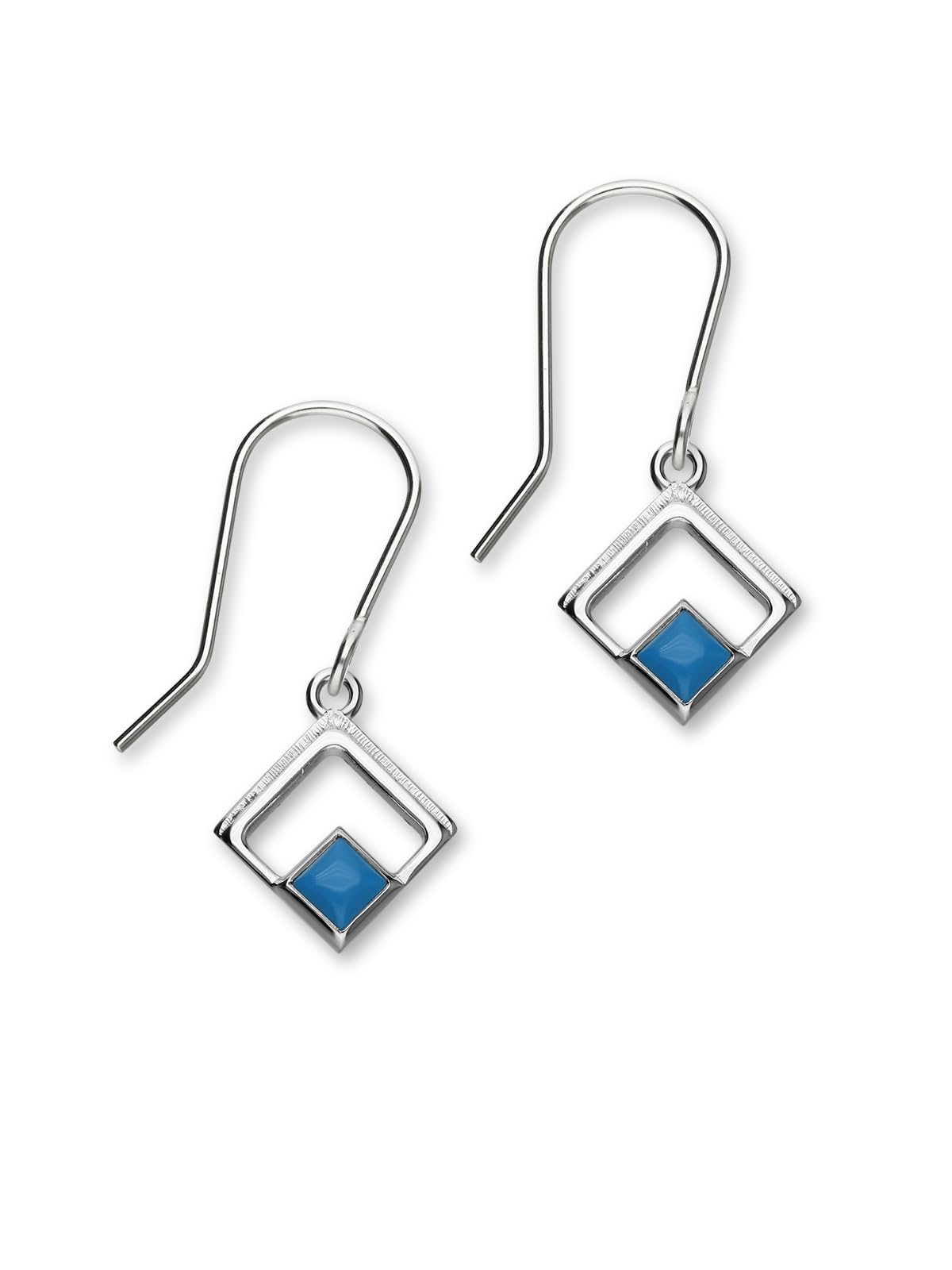 Ortak 925 Sterling Silver Handmade Drop Earrings Natural Turquoise Gemstone Sagittarius Zodiac December Birthstone High Polished Birthday Fine Jewellery Made In Scotland