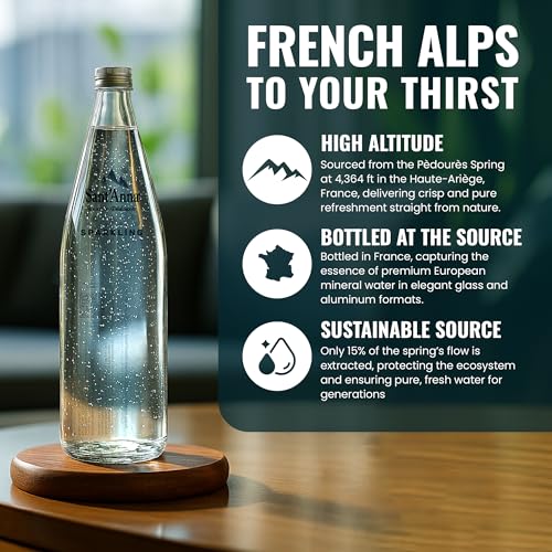 Image of Sant'Anna Sparkling Natural Mineral Water, 25.4 Fl Oz (6-Pack) | Pure French Pyrenees Mountain-Fresh Drinking Water | Natural Functional Drink | Sodium-Free Mineral in Glass Bottles