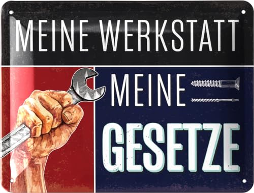 LANOLU Blechschild MEINE WERKSTATT 15x20cm