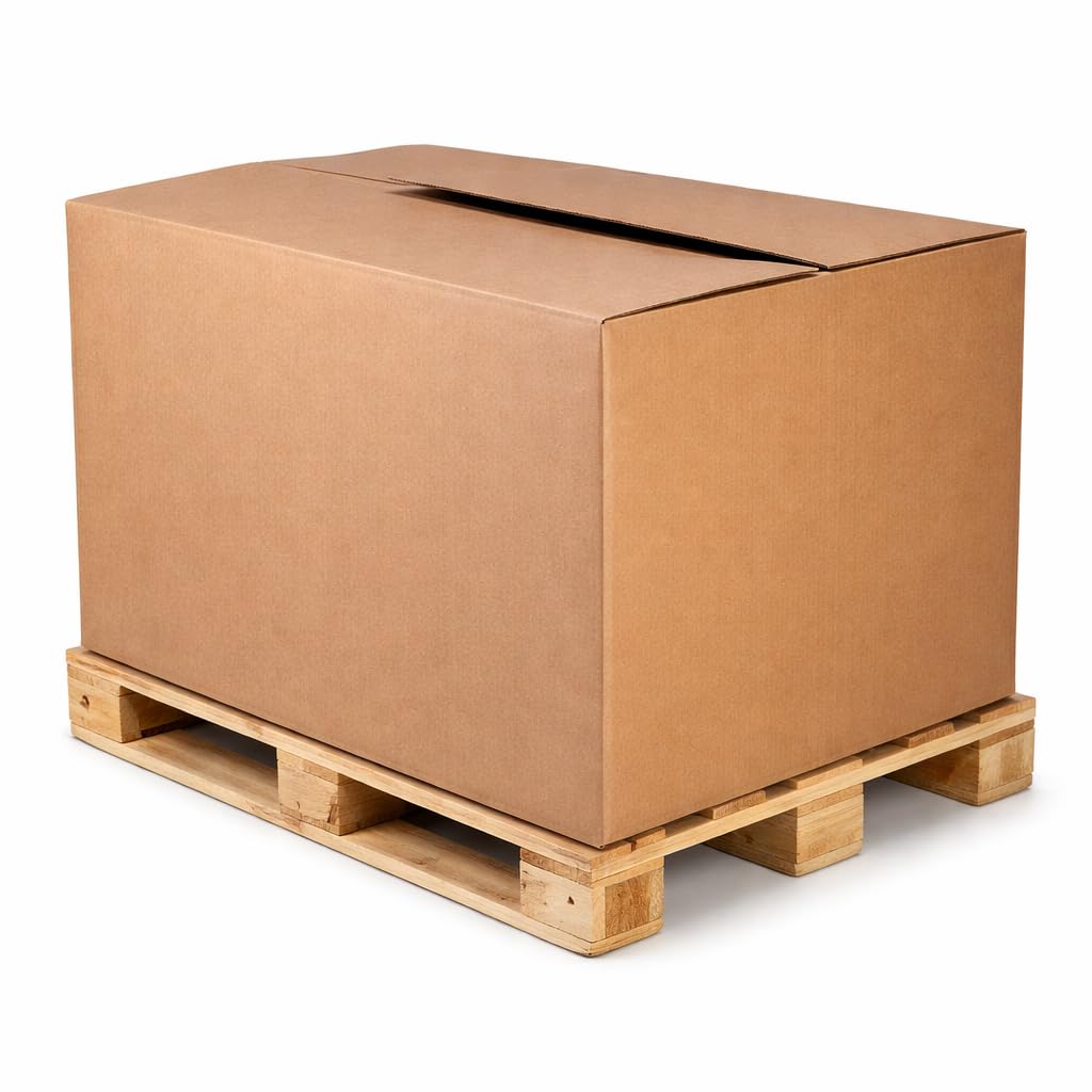 Imballaggi Pont Pallbox Scatola Pallet 120x100 cm in Cartone Kraft Avana Rinforzato, Misure Interne 115x95x50 cm, Alta Resistenza, Set da 3 Unità